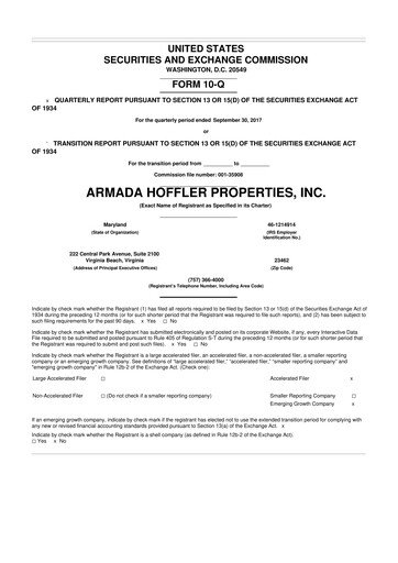 Thumbnail Armada Hoffler Properties
 10-Q Quarterly Report FY2017 