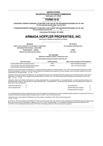 Thumbnail Armada Hoffler Properties
 10-Q Quarterly Report FY2019 