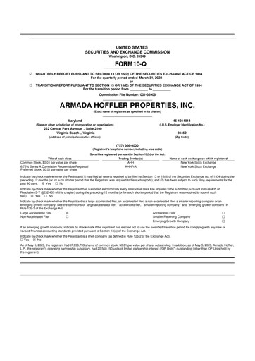 Thumbnail Armada Hoffler Properties
 10-Q Quarterly Report FY2023 