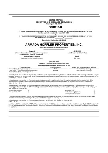 Thumbnail Armada Hoffler Properties
 10-Q Quarterly Report FY2024 