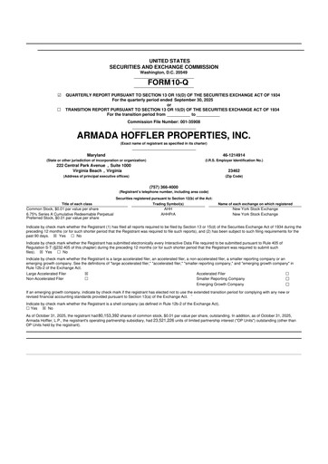 Thumbnail Armada Hoffler Properties
 10-Q Quarterly Report FY2025 