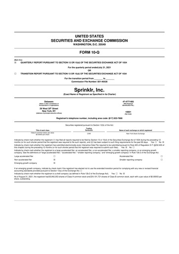 Vorschaubild Sprinklr 10-Q Quartalsbericht 2022 