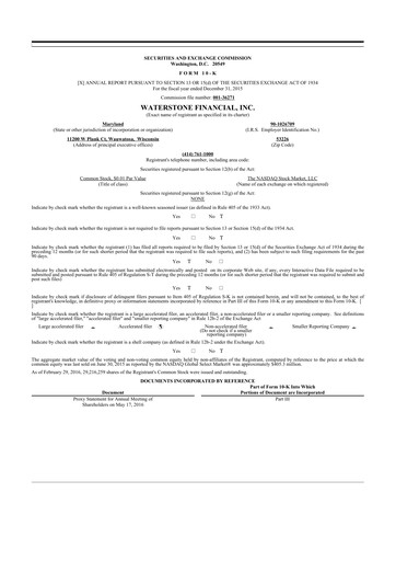 Thumbnail Waterstone Financial 10-K Annual Report 2015