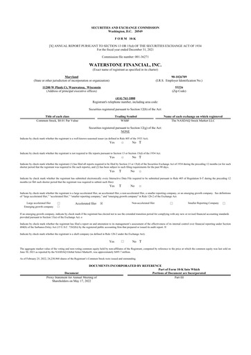 Thumbnail Waterstone Financial 10-K Annual Report 2021