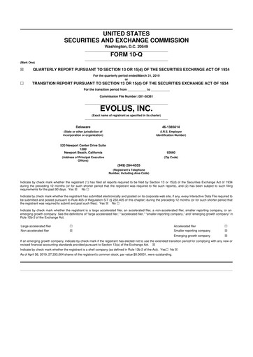 Thumbnail Evolus
 10-Q Quarterly Report FY2019 