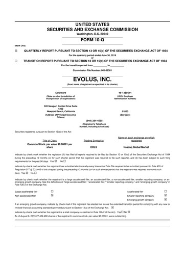 Thumbnail Evolus
 10-Q Quarterly Report FY2019 