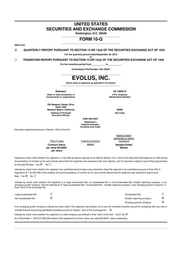 Thumbnail Evolus
 10-Q Quarterly Report FY2019 