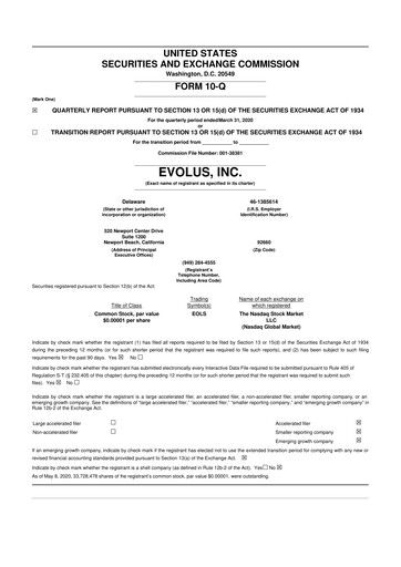 Thumbnail Evolus
 10-Q Quarterly Report FY2020 