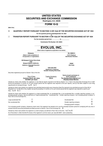 Thumbnail Evolus
 10-Q Quarterly Report FY2022 