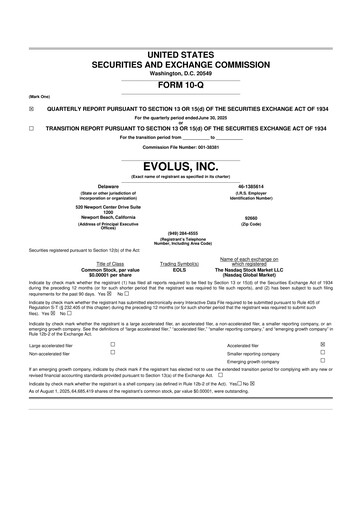 Thumbnail Evolus
 10-Q Quarterly Report FY2025 