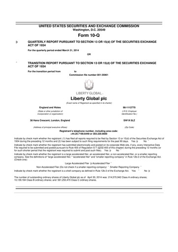 Thumbnail Liberty Global 10-Q Quarterly Report FY2014 