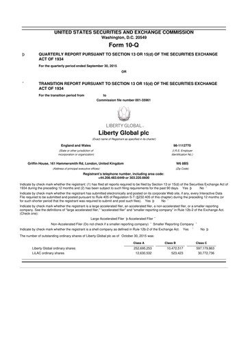 Thumbnail Liberty Global 10-Q Quarterly Report FY2015 