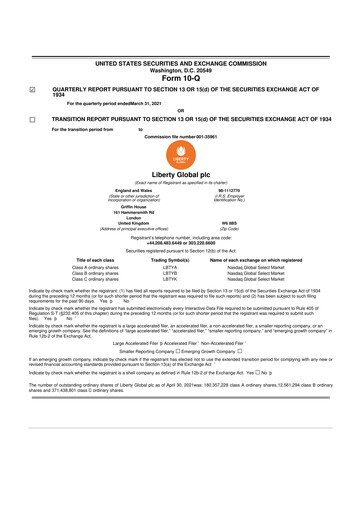 Thumbnail Liberty Global 10-Q Quarterly Report FY2021 