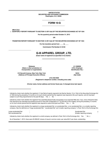 Thumbnail G-III Apparel Group 10-Q Quarterly Report FY2014 