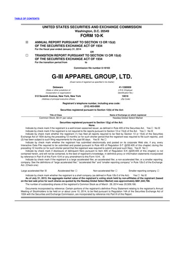 Thumbnail G-III Apparel Group 10-K Annual Report 2014