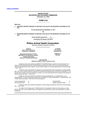 Thumbnail Phibro Animal Health
 10-Q Quarterly Report FY2014 