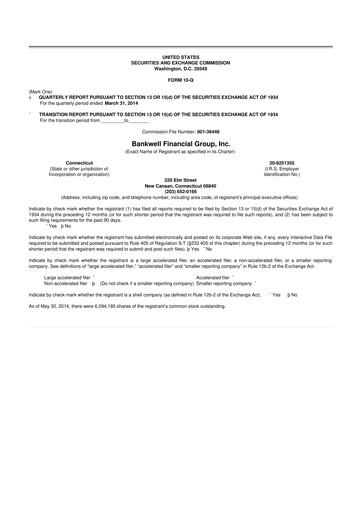 Miniature Bankwell Financial Group 10-Q Rapport trimestriel 2014 