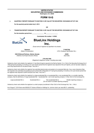Thumbnail Bluelinx 10-Q Quarterly Report FY2014 