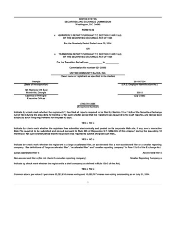 Miniature United Community Bank 10-Q Rapport trimestriel  