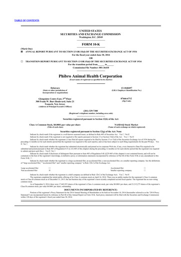 Thumbnail Phibro Animal Health
 10-K Annual Report 2014