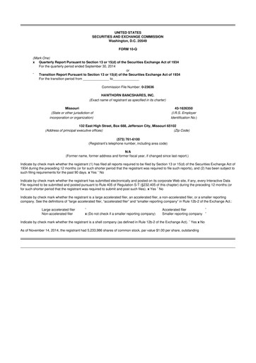 Vorschaubild Hawthorn Bancshares 10-Q Quartalsbericht  