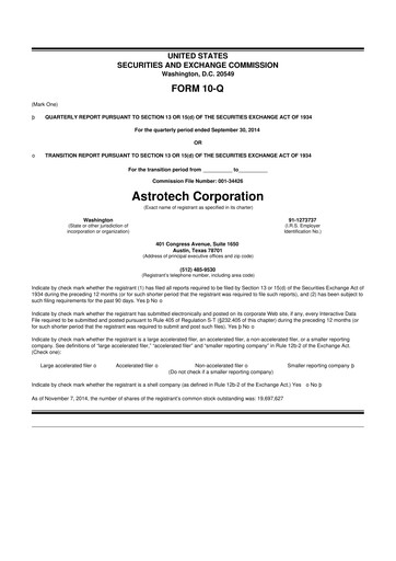 Miniature Astrotech 10-Q Rapport trimestriel 2015 