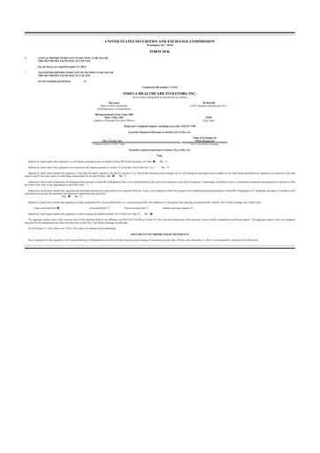 Miniature Omega Healthcare Investors 10-K Rapport annuel 2014