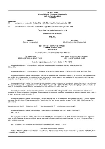 Thumbnail RPC, Inc. 10-K Annual Report 2014