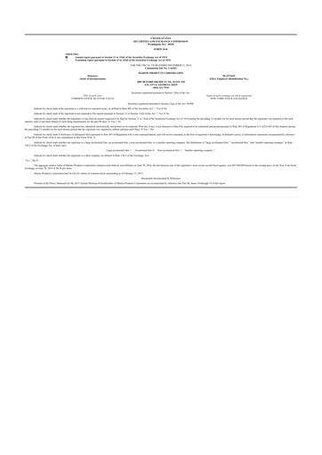 Thumbnail Marine Products Corporation 10-K Annual Report 2014