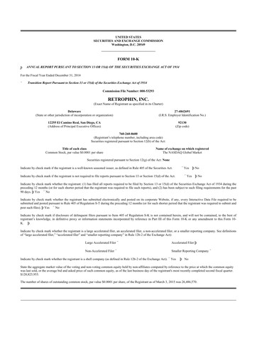 Thumbnail Travere Therapeutics 10-K Annual Report 2014