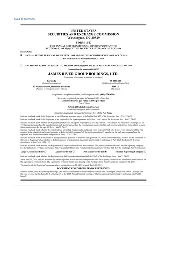 Thumbnail James River Group 10-K Annual Report 