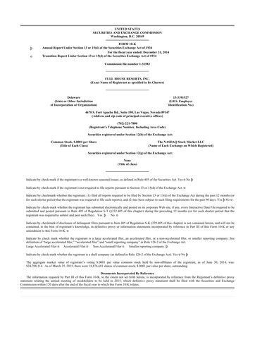 Thumbnail Full House Resorts
 10-K Annual Report 2014