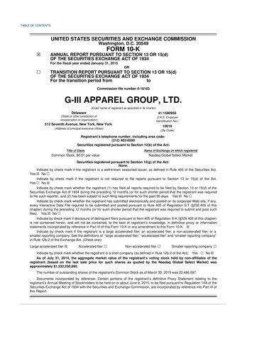 Thumbnail G-III Apparel Group 10-K Annual Report 2015