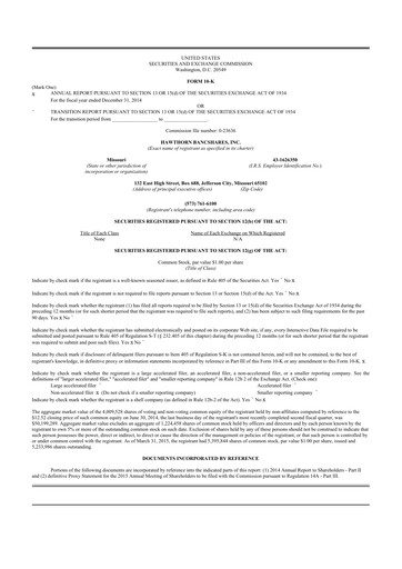 Thumbnail Hawthorn Bancshares 10-K Annual Report 2014