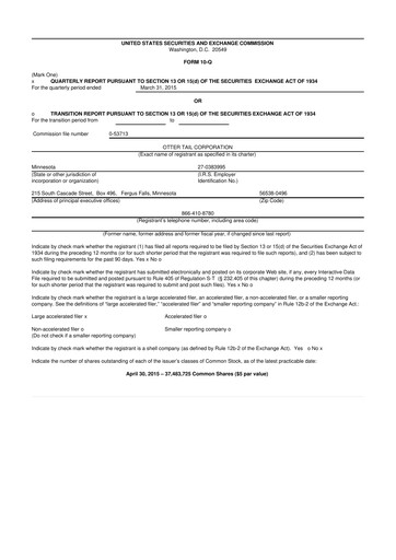 Thumbnail Otter Tail 10-Q Quarterly Report FY2015 