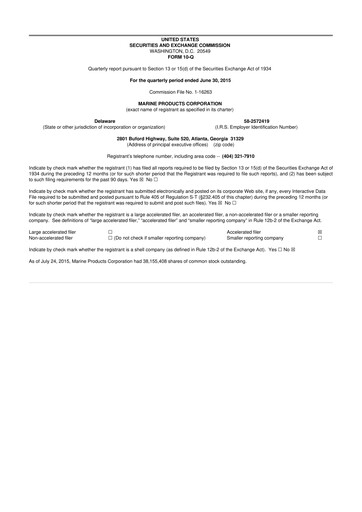 Miniature Marine Products Corporation 10-Q Rapport trimestriel  