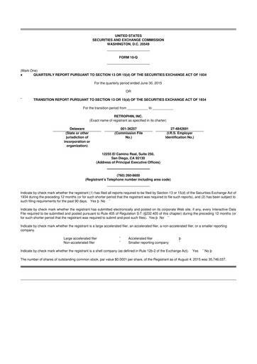 Thumbnail Travere Therapeutics 10-Q Quarterly Report FY2015 