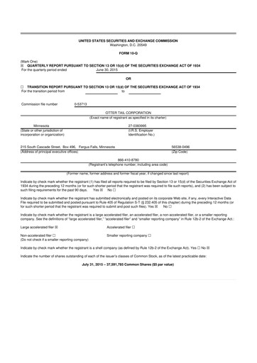 Thumbnail Otter Tail 10-Q Quarterly Report FY2015 