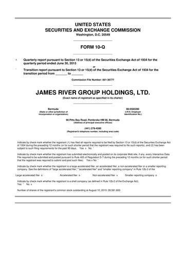 Miniature James River Group 10-Q Rapport trimestriel 2015 