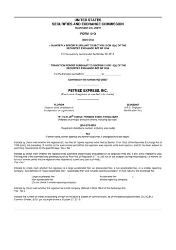Thumbnail PetMed Express
 10-Q Quarterly Report FY2016 