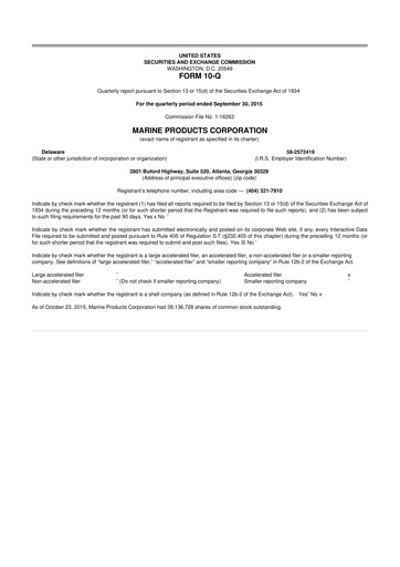 Miniature Marine Products Corporation 10-Q Rapport trimestriel  