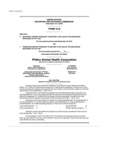 Thumbnail Phibro Animal Health
 10-Q Quarterly Report FY2016 