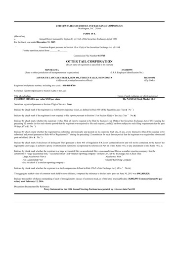 Thumbnail Otter Tail 10-K Annual Report 2015