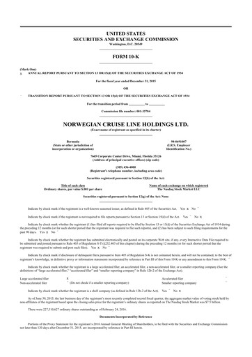 Thumbnail Norwegian Cruise Line
 10-K Annual Report 2015