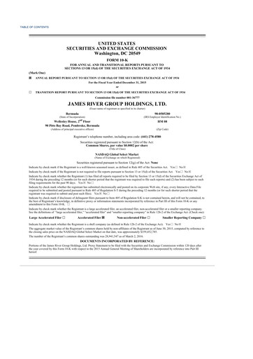 Thumbnail James River Group 10-K Annual Report 2015