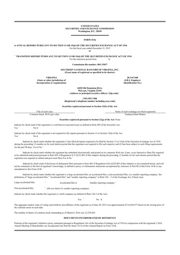 Thumbnail Primis Financial 10-K Annual Report 2015