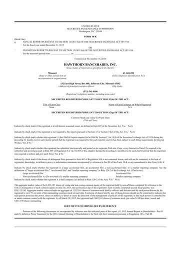 Thumbnail Hawthorn Bancshares 10-K Annual Report 2015