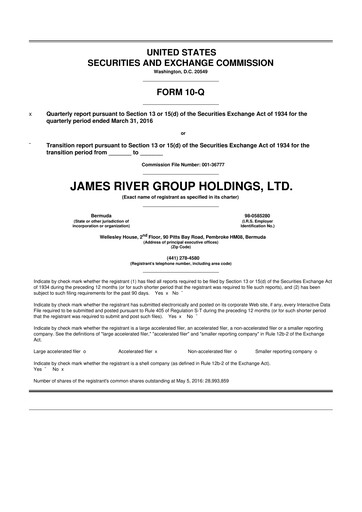 Miniature James River Group 10-Q Rapport trimestriel 2016 