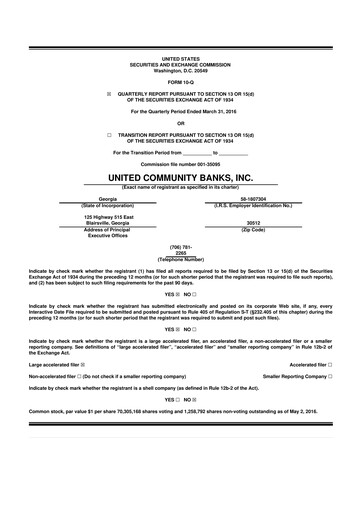 Miniature United Community Bank 10-Q Rapport trimestriel  