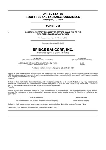 Miniature Dime Community Bancshares 10-Q Rapport trimestriel 2016 